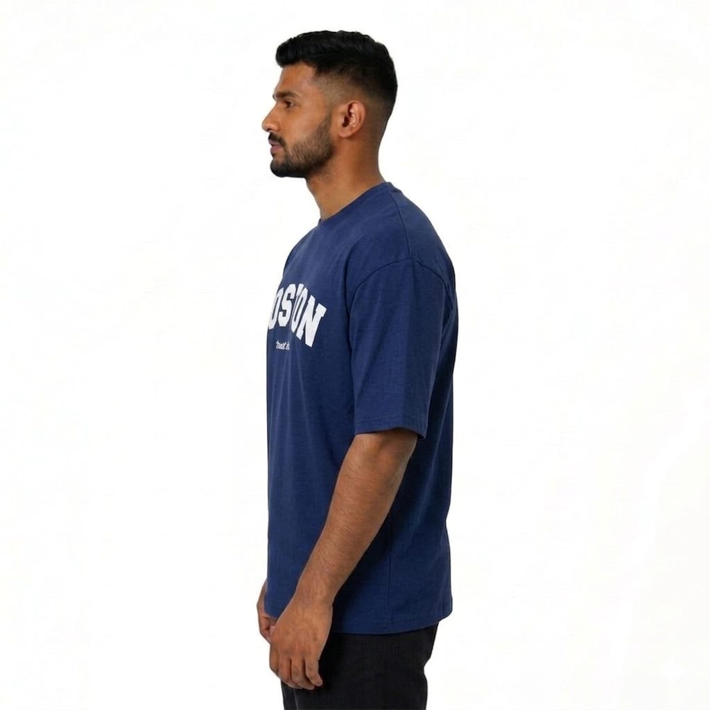 Boston Graphic Oversized T-Shirt – Navy | Premium Cotton | S–XL