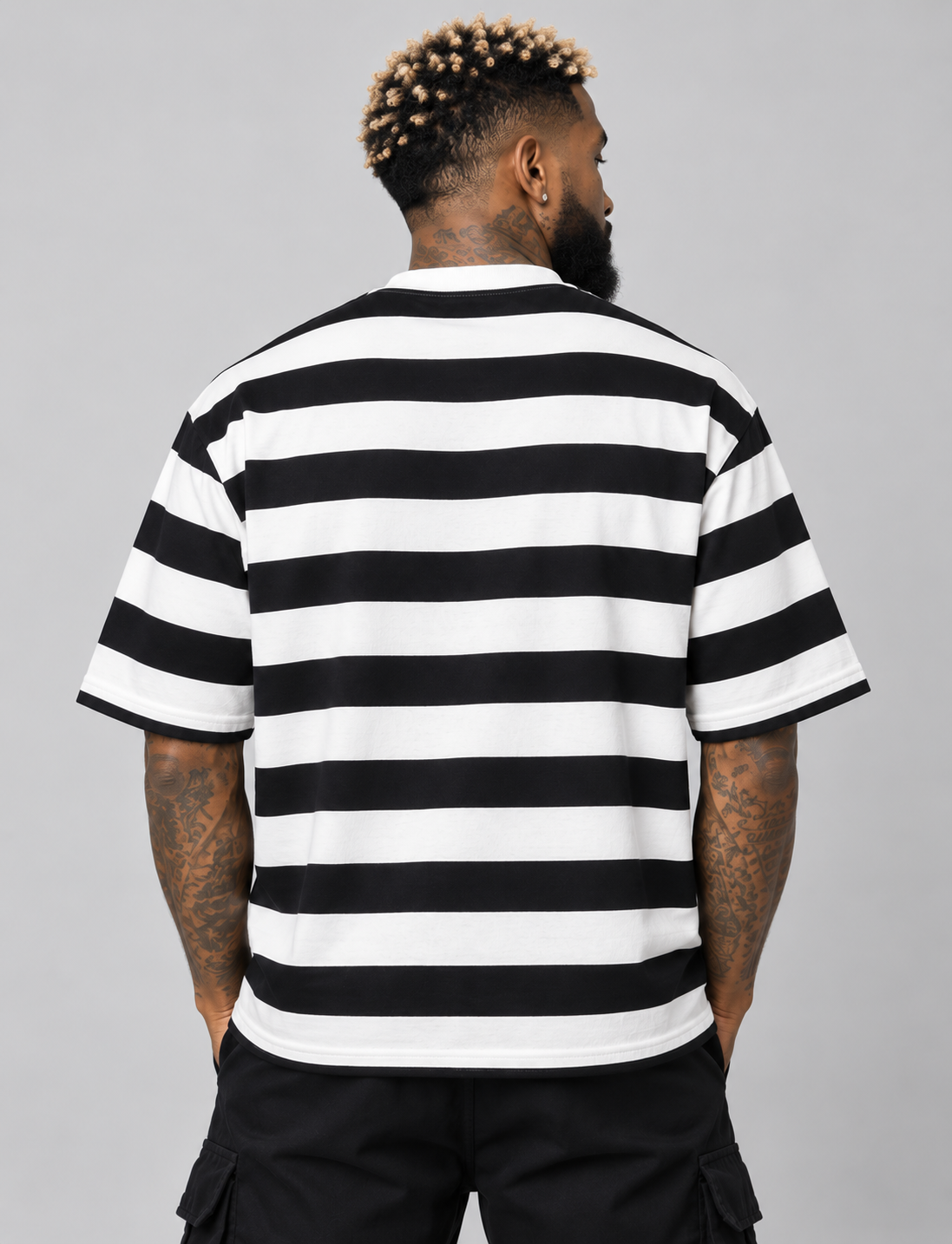 Black & White Striped Oversized T-Shirt