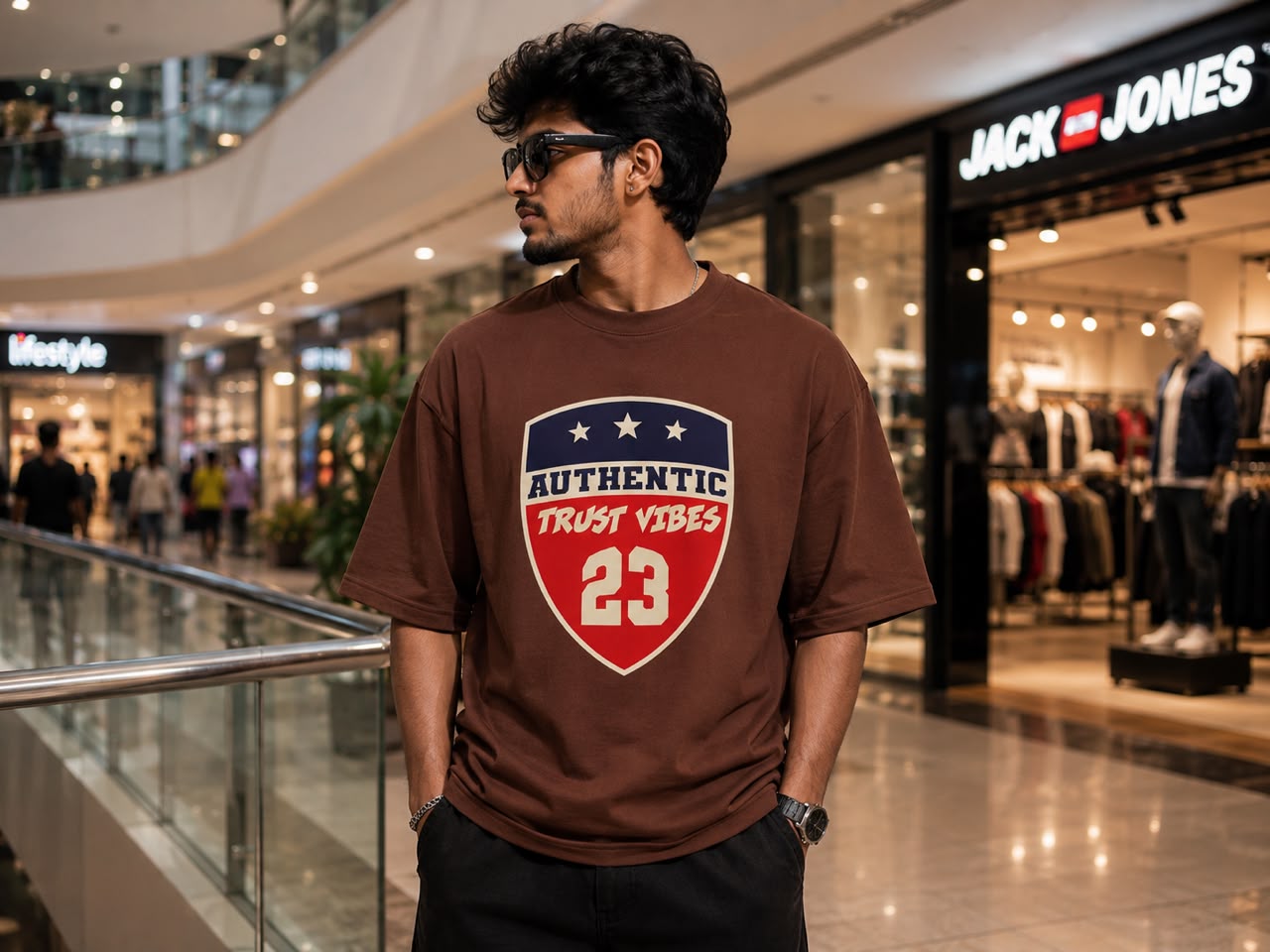 Authentic Trust Vibes 23 Oversized T-Shirt – Brown