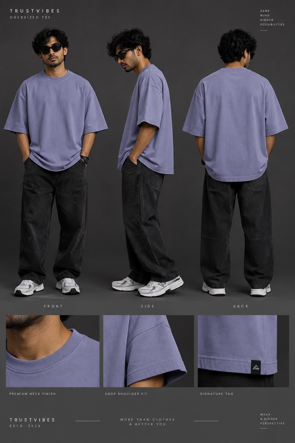 Premium Plain Oversized T-Shirt – Lavender Blue