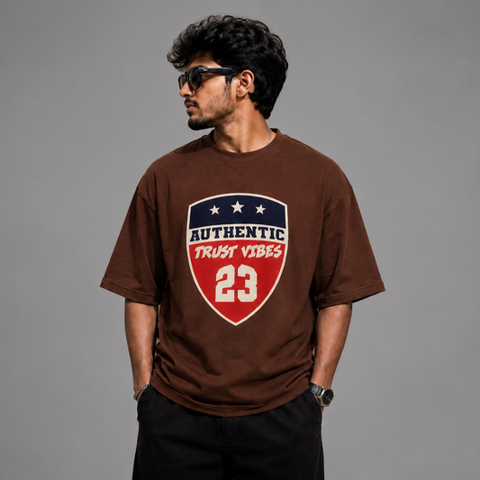 Authentic Trust Vibes 23 Oversized T-Shirt – Brown