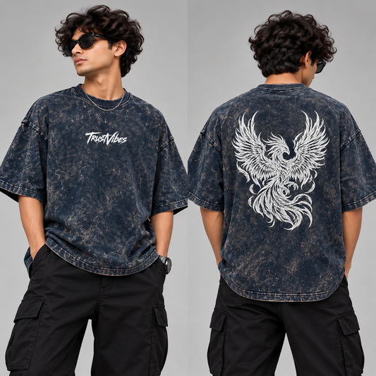 TrustVibes Phoenix Acid Wash Oversized T-Shirt