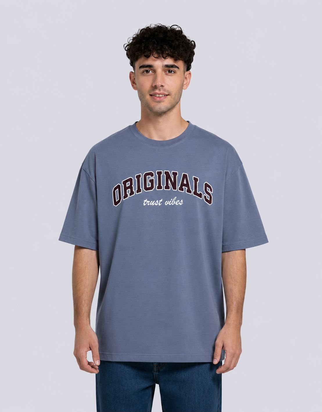 TRUST VIBES Premium Oversized T-Shirt – Originals Edition – Steel Blue