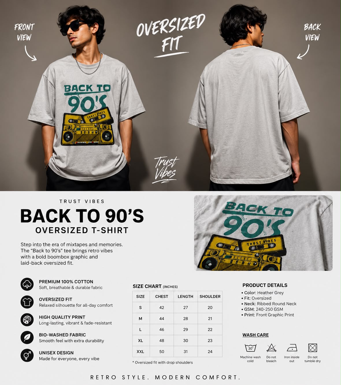 Back to 90’s Oversized T-Shirt – Trust Vibes