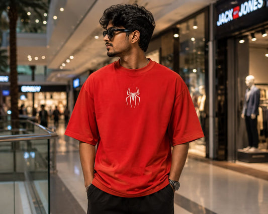 Spider Inspired Oversized T-Shirt – Red | Front & Back Print