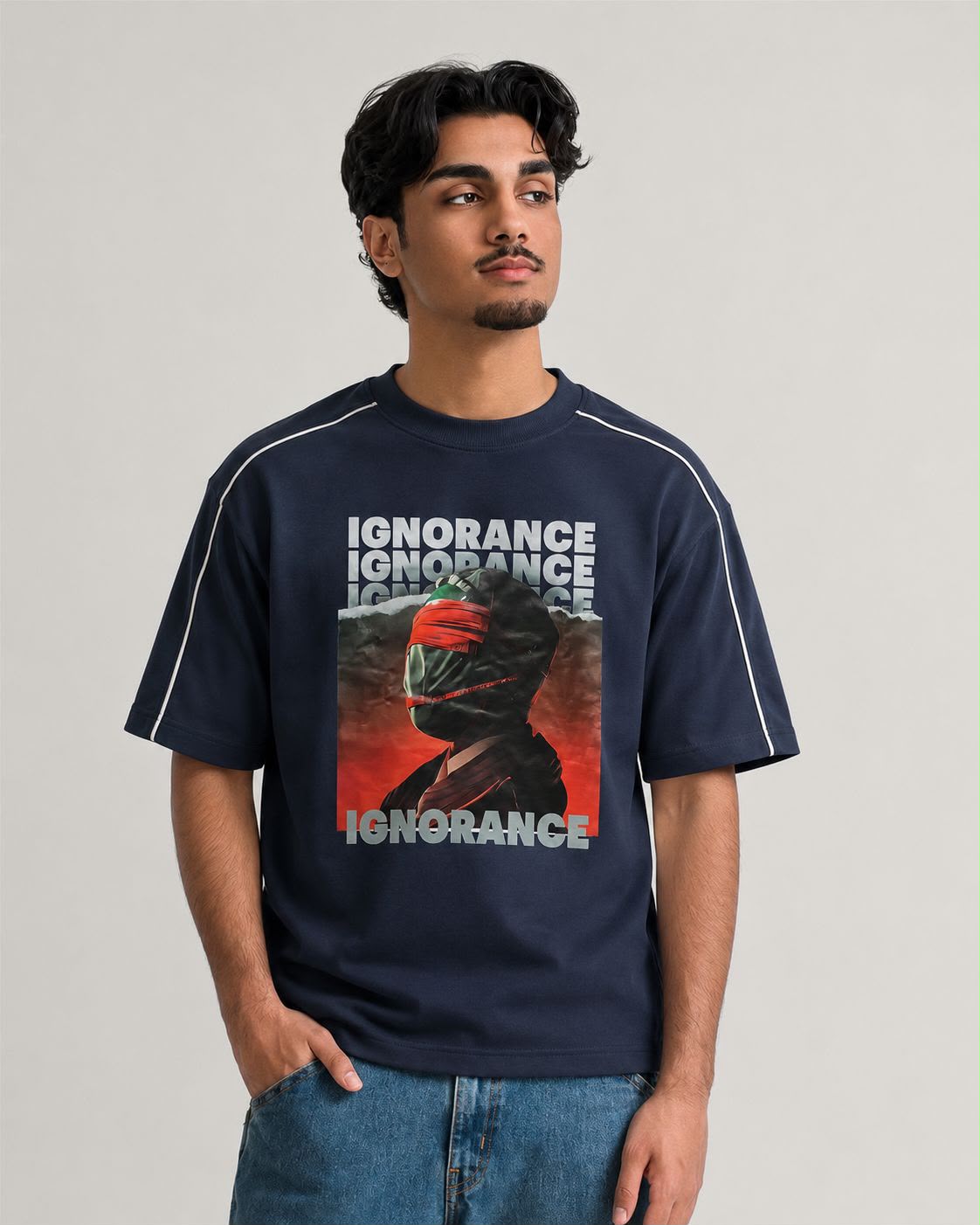 TRUST VIBES PREMIUM OVERSIZED T-SHIRT NAVY