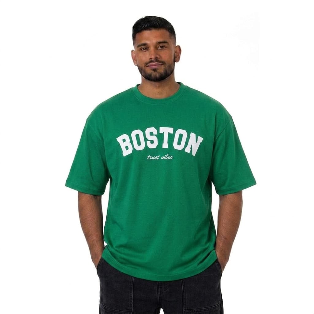 Boston Graphic Oversized T-Shirt – Green