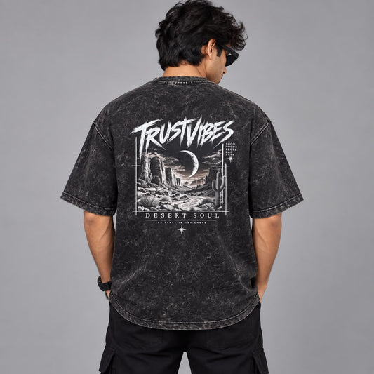 DESERT SOUL — Oversized Acid Wash T-Shirt Black
