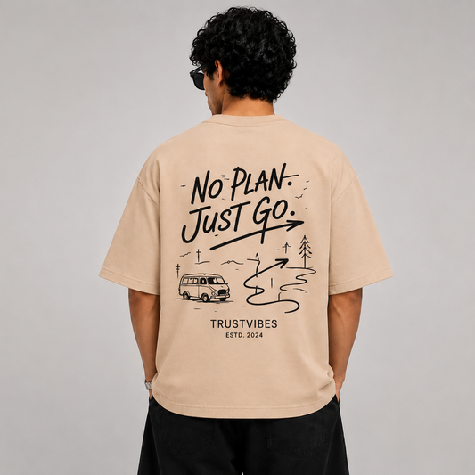 No Plan Just Go Oversized Graphic T-Shirt