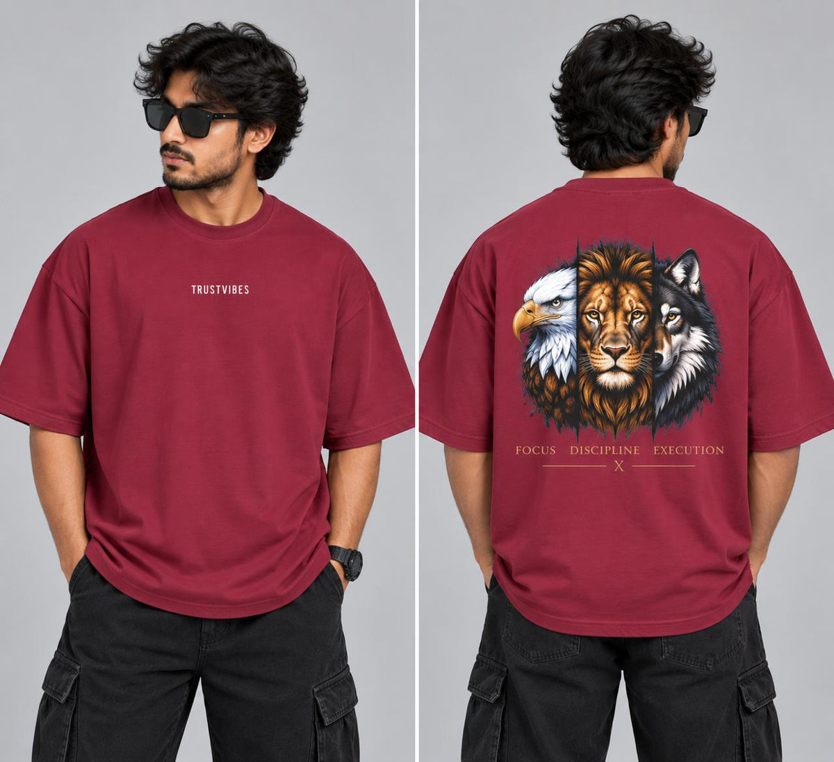 TRUSTVIBES — Focus Discipline Execution Oversized T-Shirt