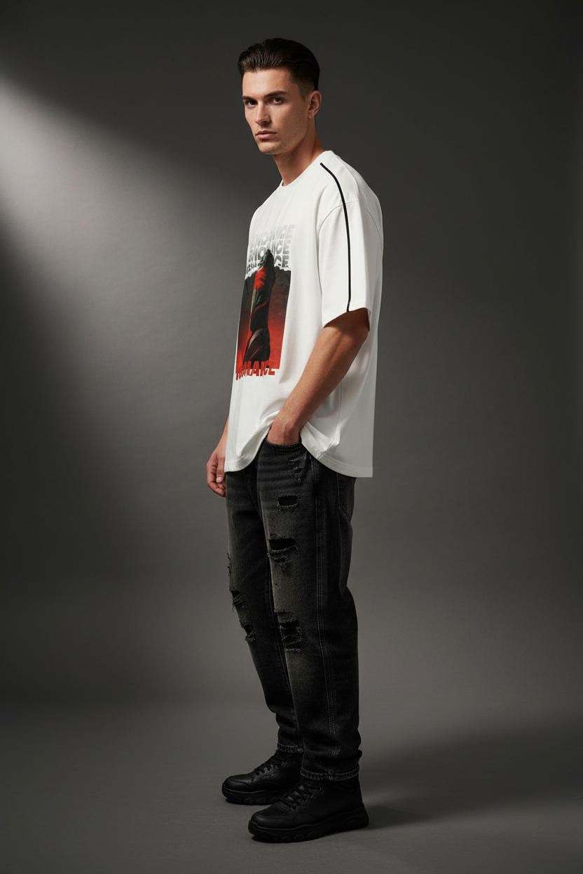 IGNORANCE T-Shirt Side Pose Model
