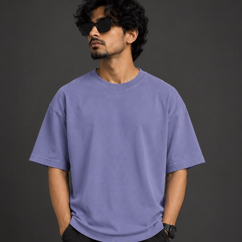 Premium Plain Oversized T-Shirt – Lavender Blue