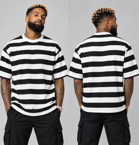 Black & White Striped Oversized T-Shirt