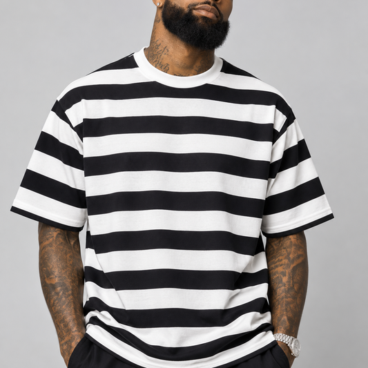 Black & White Striped Oversized T-Shirt