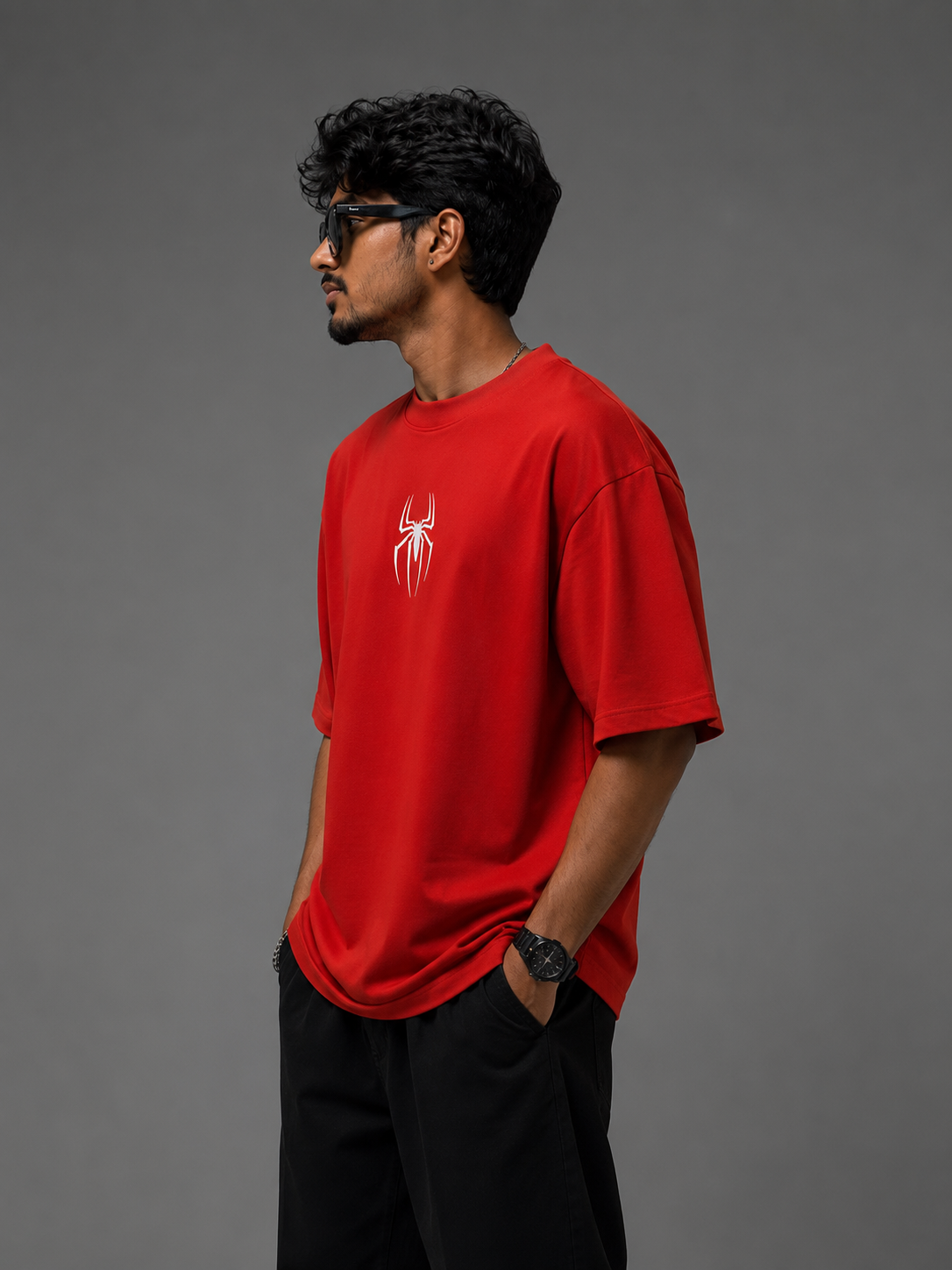 Spider Inspired Oversized T-Shirt – Red | Front & Back Print